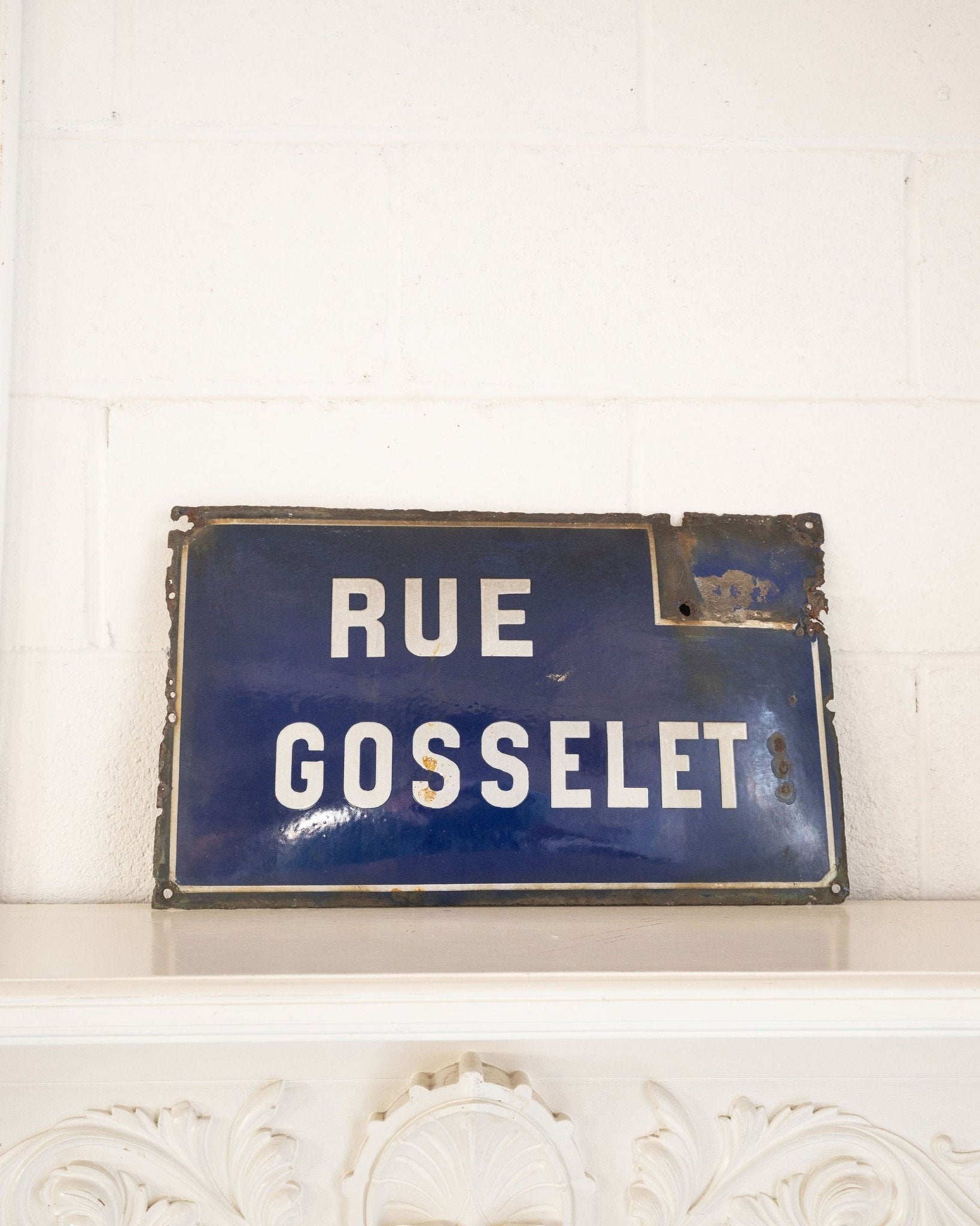 "rue gosselet" vintage french enamel street sign - Joliette