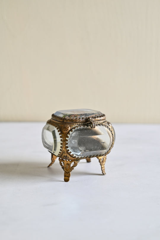 antique french ormolu & beveled glass souvenir bijoux casket,  "grande roue de paris"