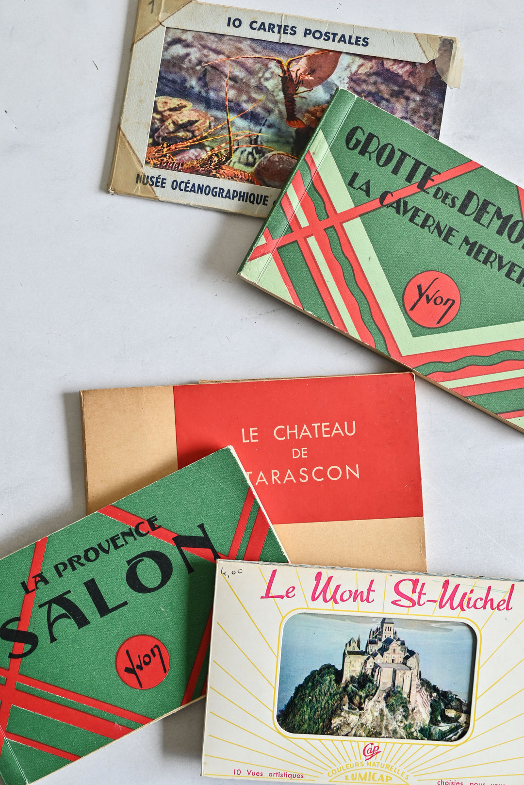 vintage french souvenir postcards books