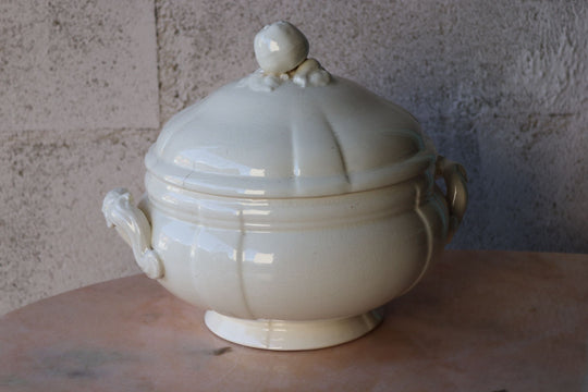 antique french sarreguemines glazed ironstone tureen