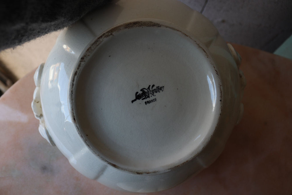 antique french sarreguemines glazed ironstone tureen