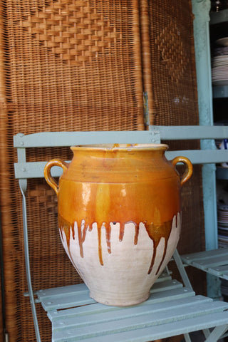 19th century French yellow drip confit pot