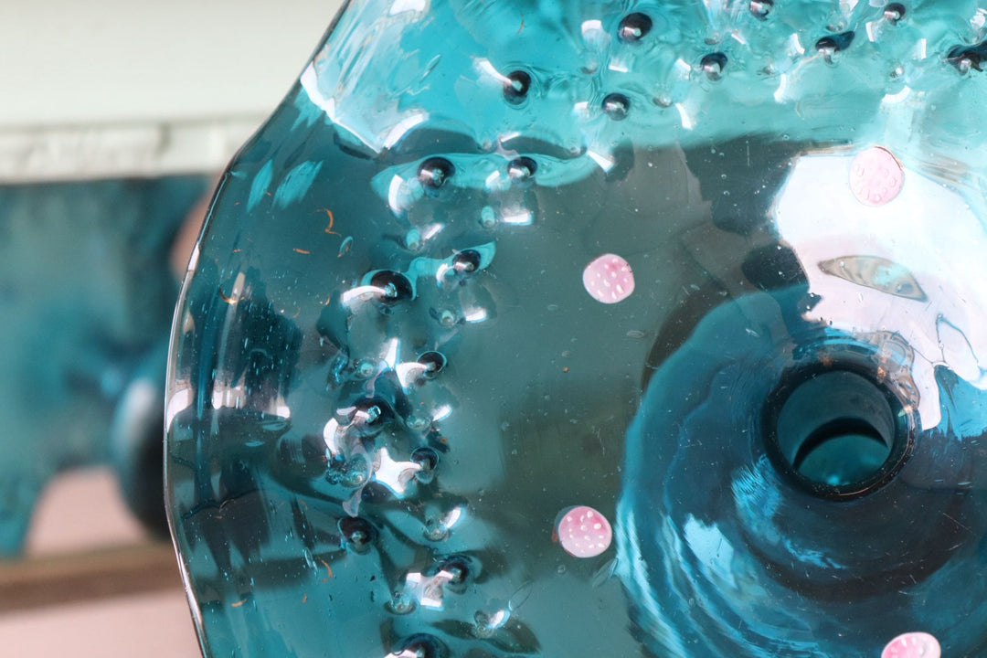 vintage french hand blown glass pedestal centrepiece