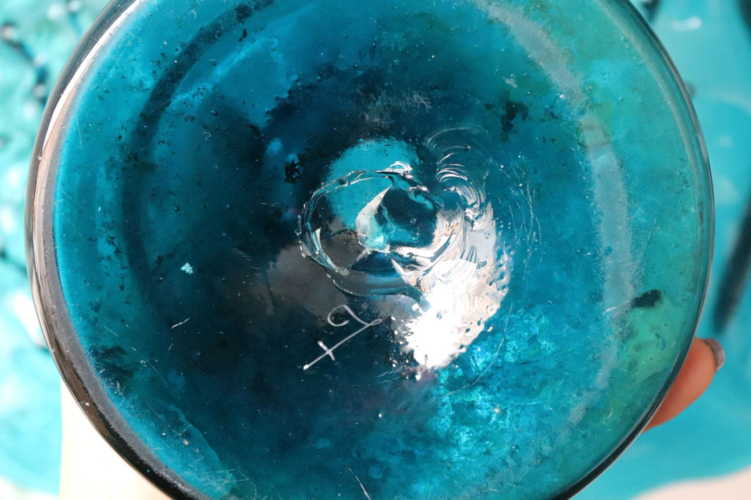 vintage french hand blown glass pedestal centrepiece
