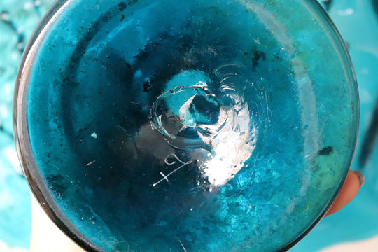 vintage french hand blown glass pedestal centrepiece