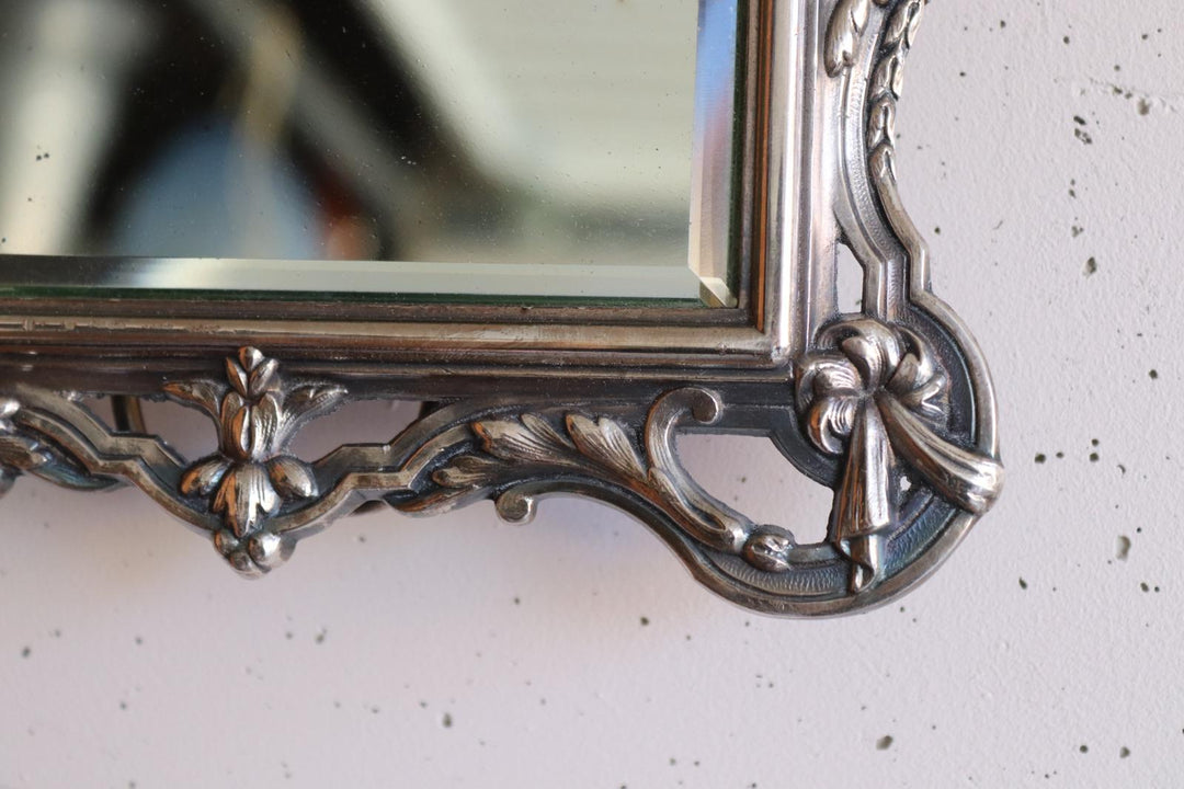 art nouveau style silver tabletop mirror