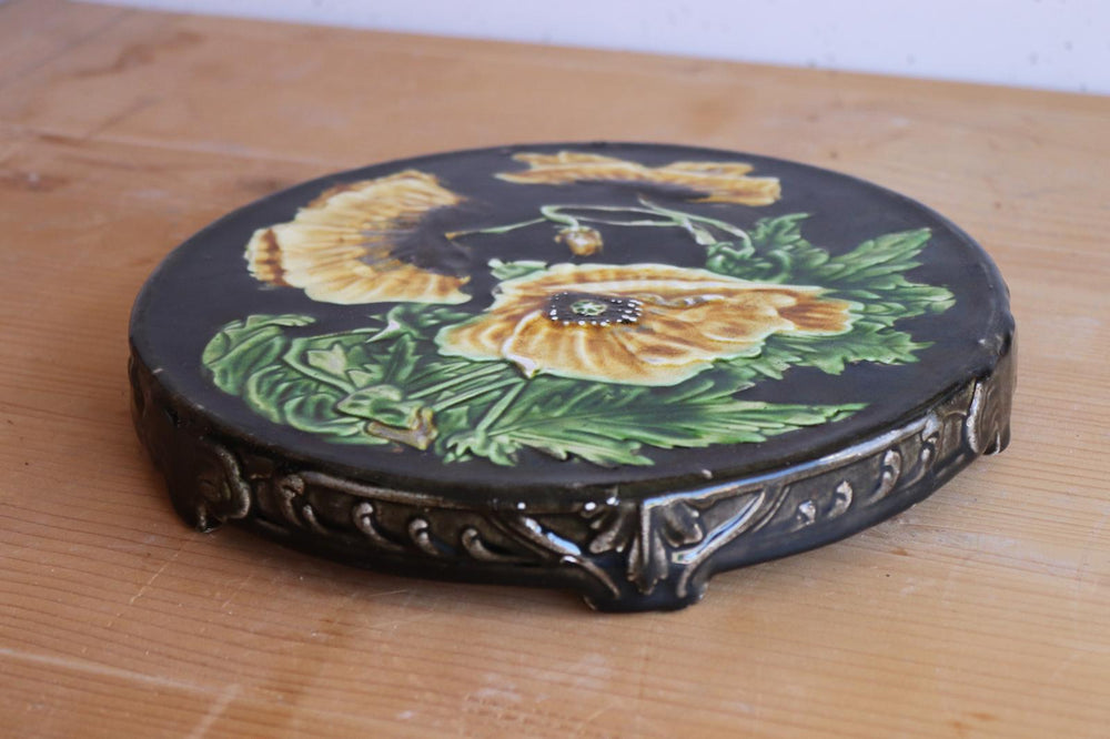 rare antique French orchies faïence trivet