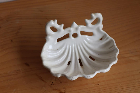 classic vintage french white enamelled cast iron soap dish
