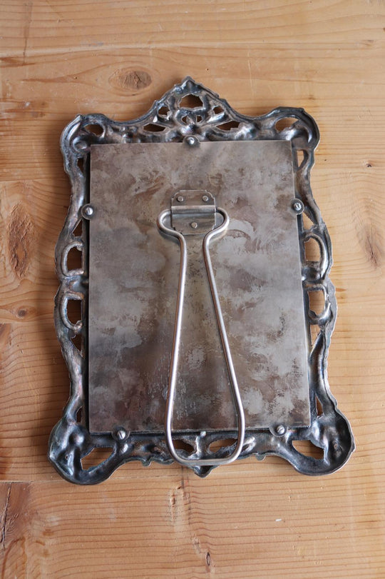 art nouveau style silver tabletop mirror