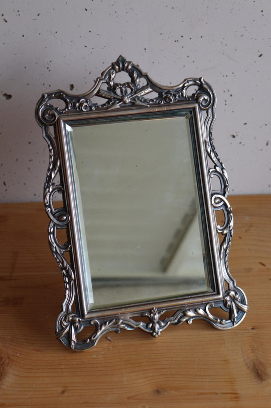 art nouveau style silver tabletop mirror