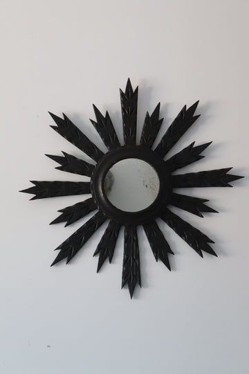 rare vintage french feathered starburst mirror