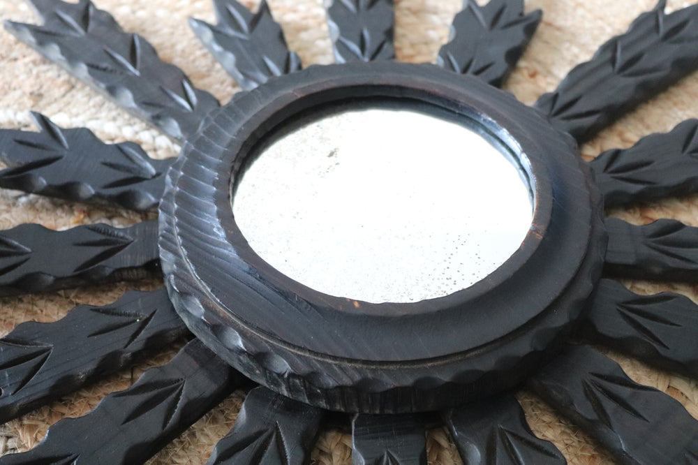 rare vintage french feathered starburst mirror