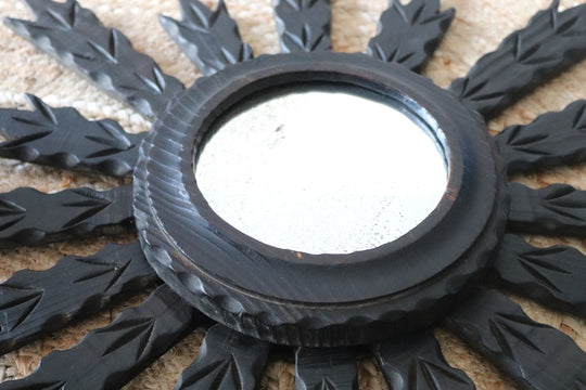 rare vintage french feathered starburst mirror