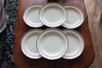 antique french dining set by moulin des loups; 6 plates and 1 large platter