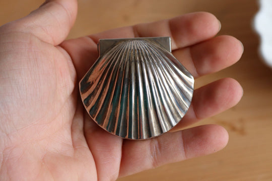 vintage french silver coquillage trinket box
