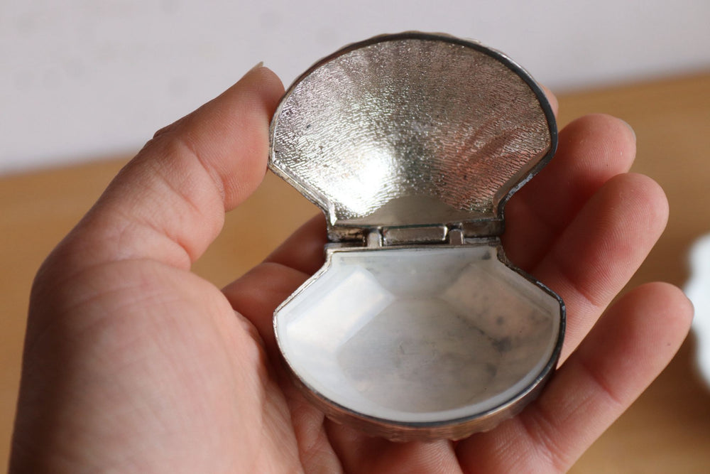 vintage french silver coquillage trinket box