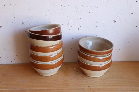 set of 8 vintage french stoneware bowls
