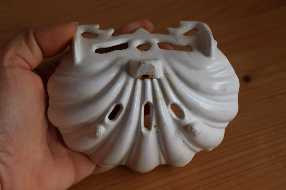 classic vintage french white enamelled cast iron soap dish