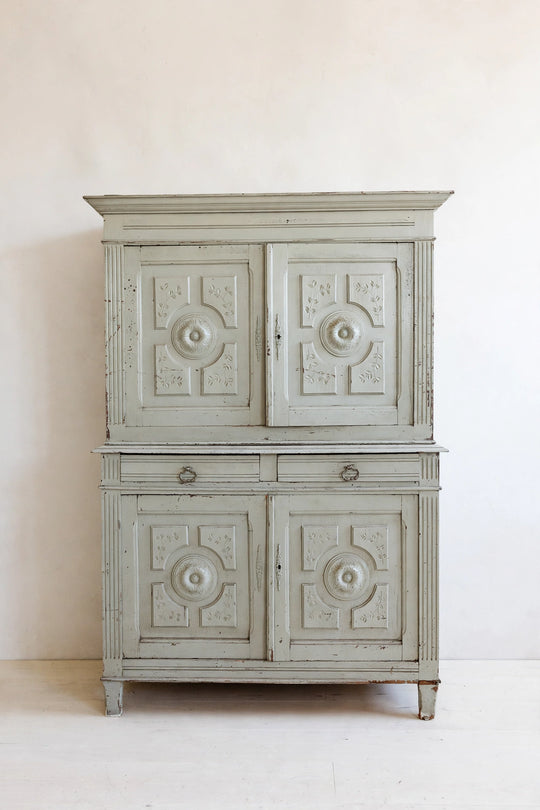 19th century french pale sage cabinet