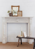 vintage French brutalist hewn wood bench