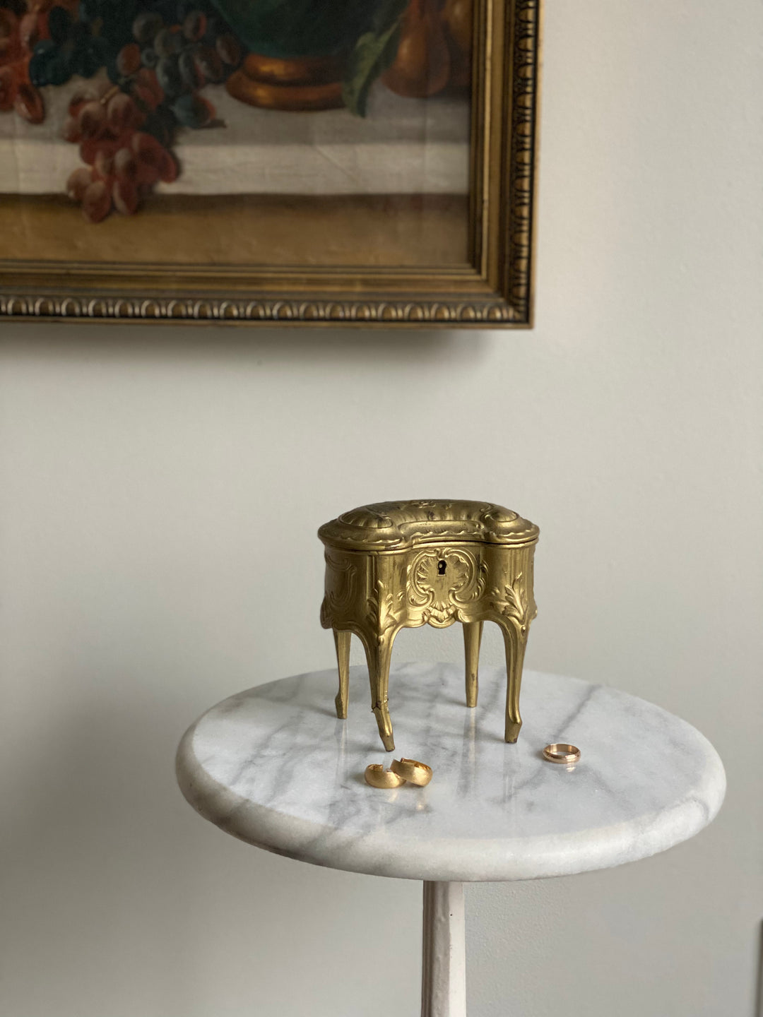 antique French Napoleon III gilt bijoux casket