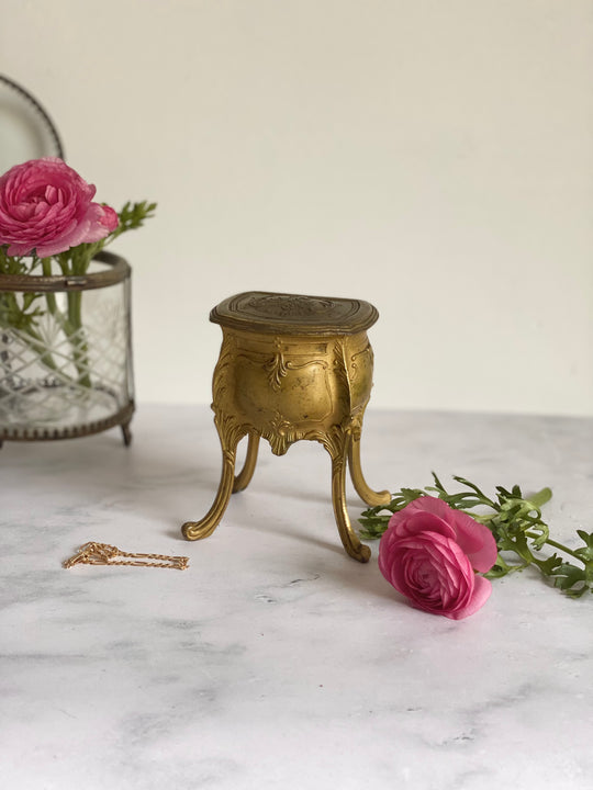 antique French Napoleon III gilt bijoux casket