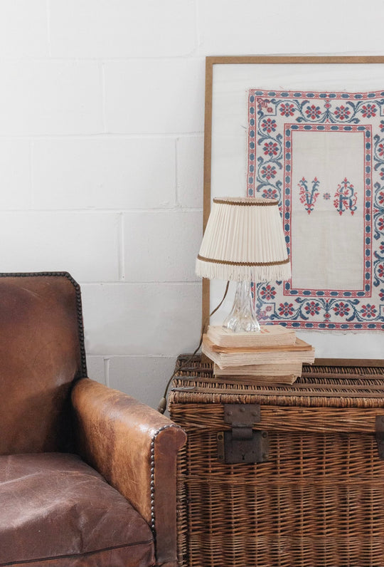 turn of the century French framed needlepoint textile remnant