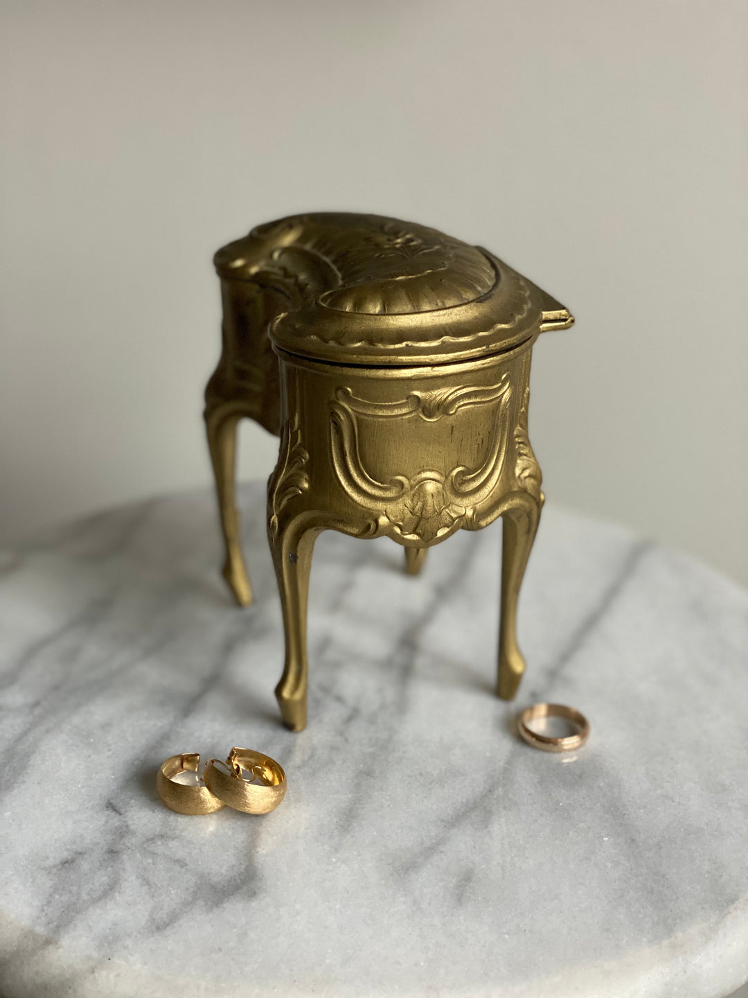 antique French Napoleon III gilt bijoux casket