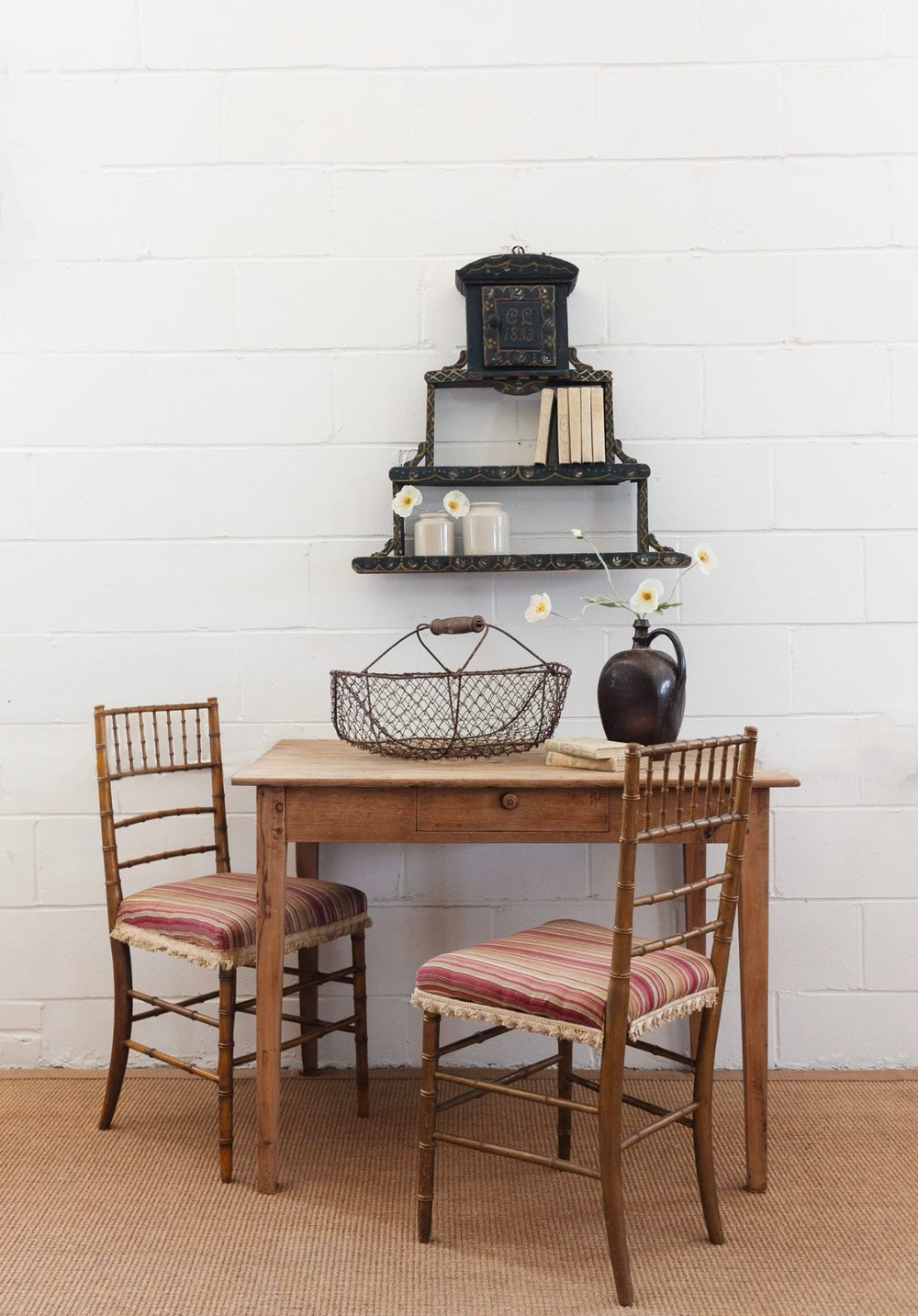 19th century European folk art spice rack shelf
