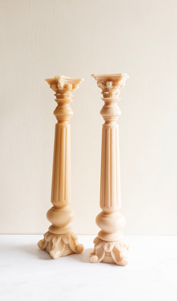 pair of vintage French extra large pillar candles Joliette