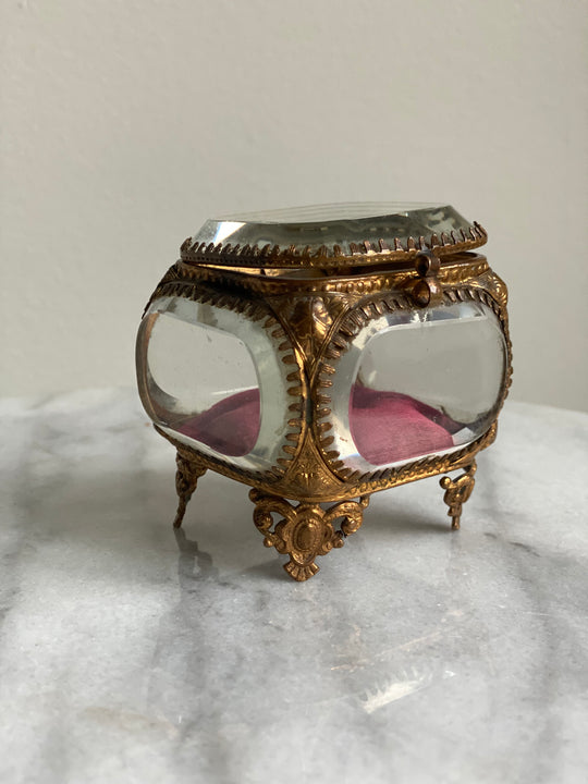 antique french beveled glass and ormolou bijoux casket