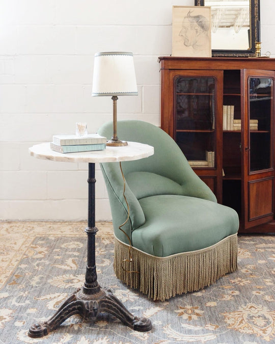 antique french scalloped marble top side table