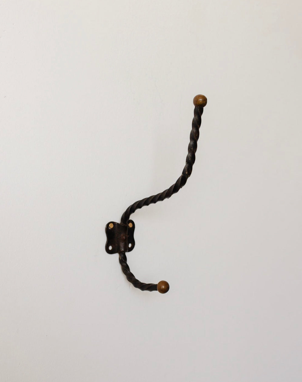 antique french wrought iron and brass coat hook
