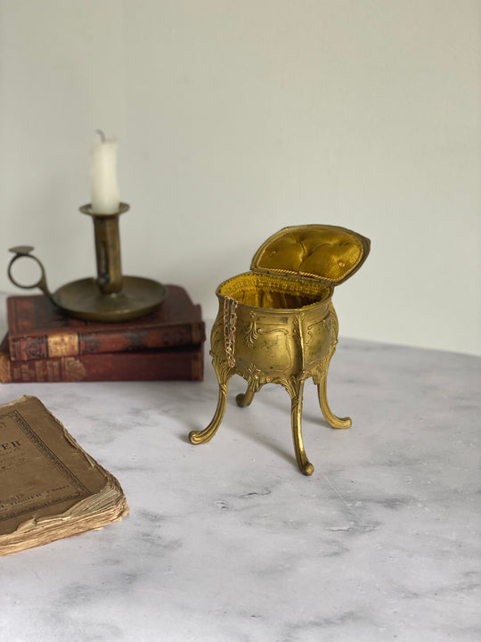 antique French Napoleon III gilt bijoux casket