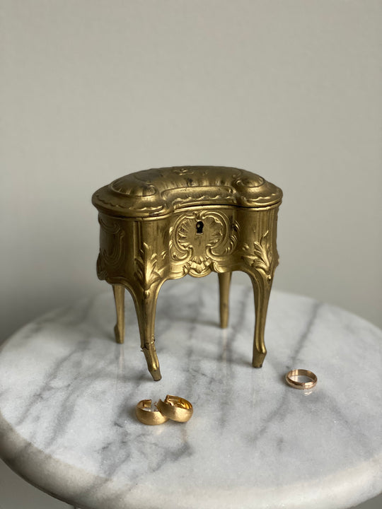 antique French Napoleon III gilt bijoux casket