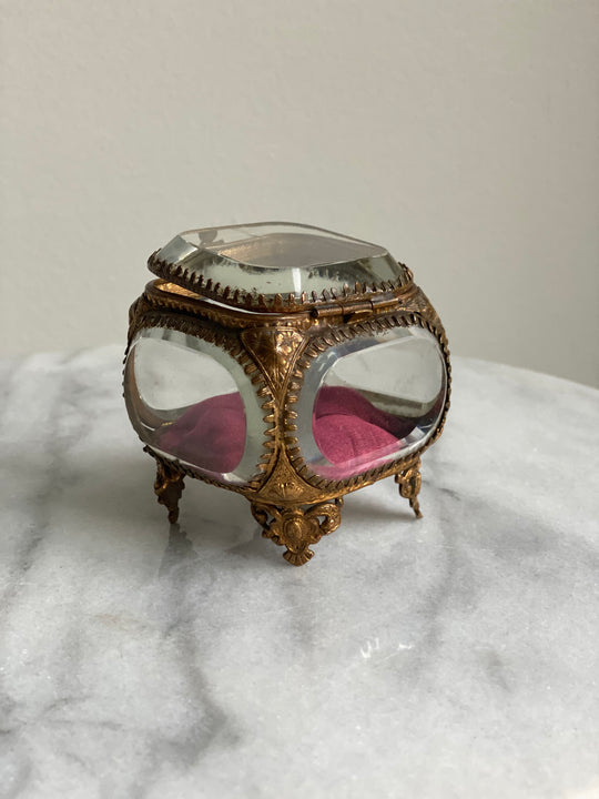 antique french beveled glass and ormolou bijoux casket