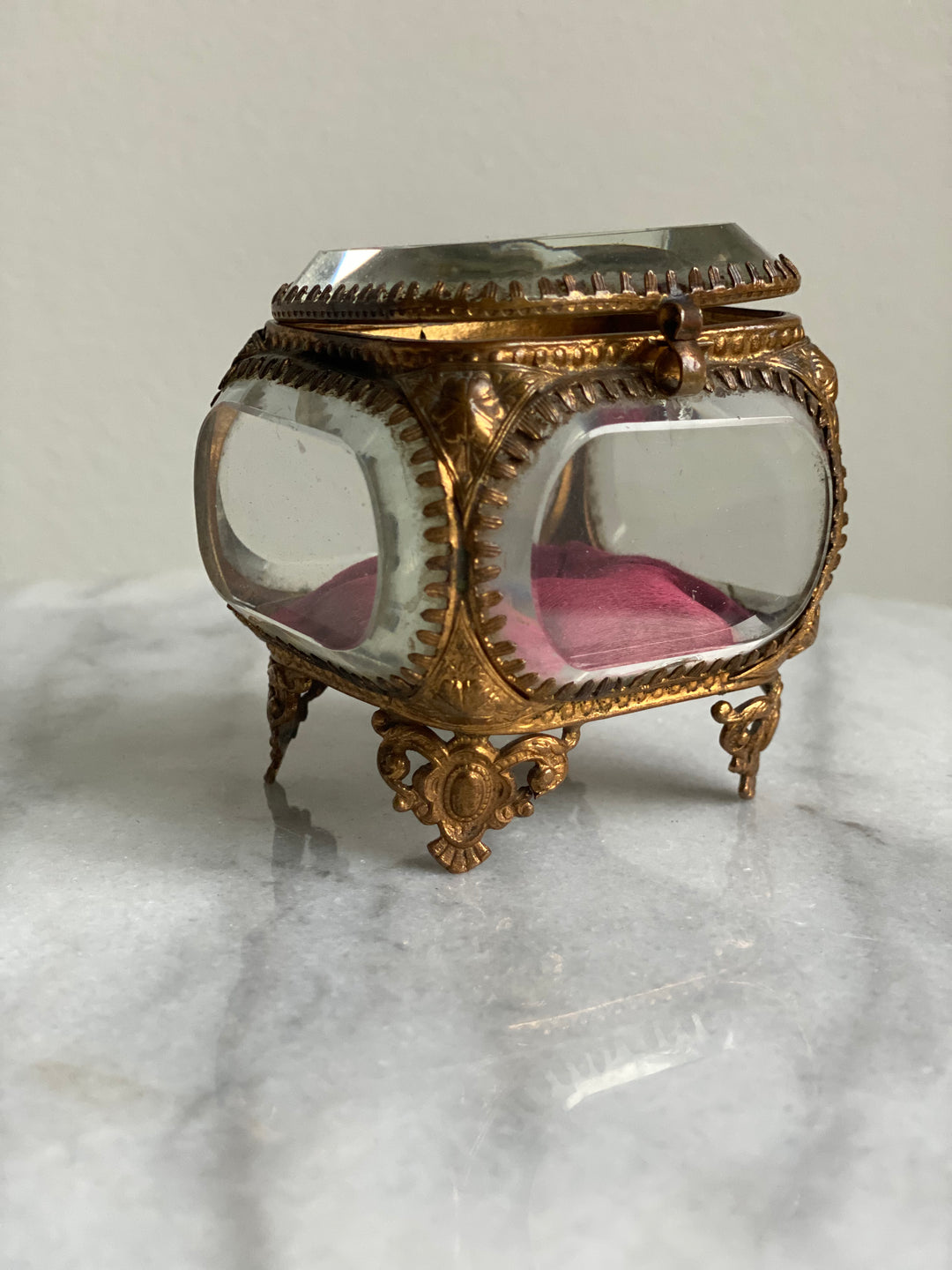 antique french beveled glass and ormolou bijoux casket