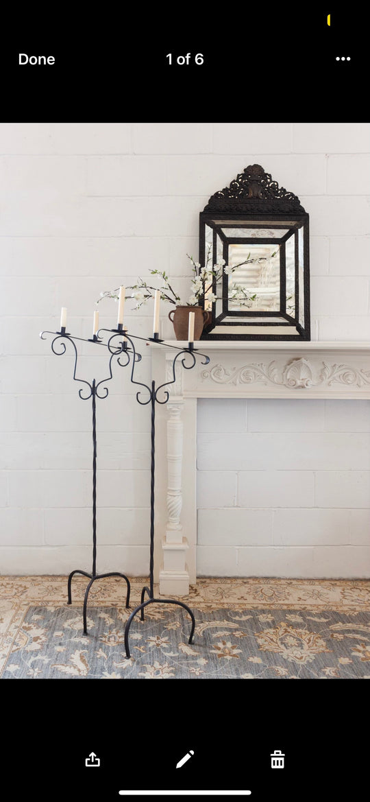 vintage Italian wrought iron altar candelabras