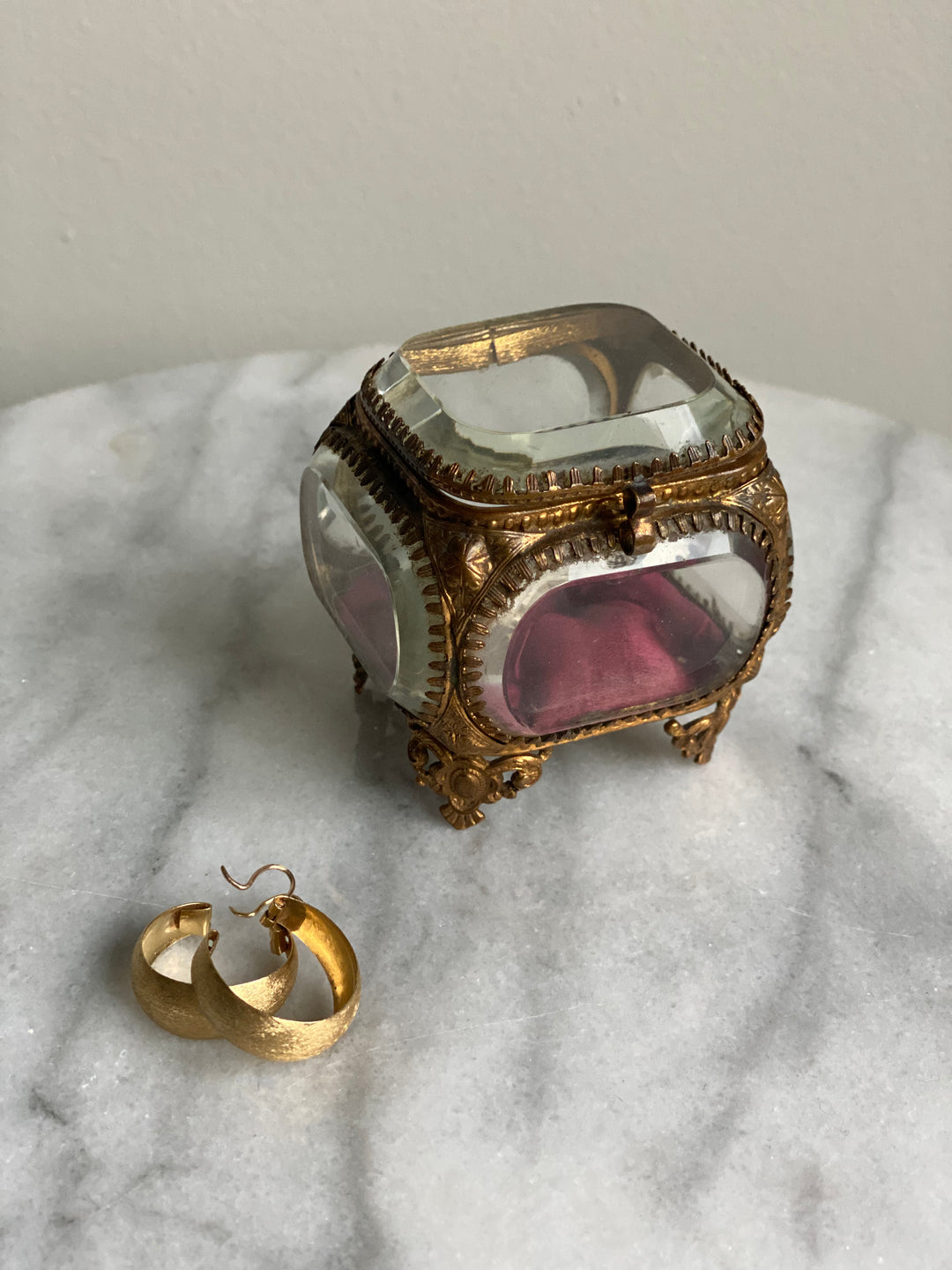 antique french beveled glass and ormolou bijoux casket