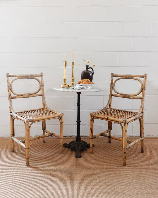 1970s Italian bamboo and rattan dining chairs, set of two