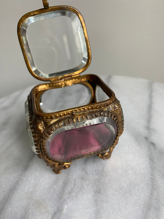antique french beveled glass and ormolou bijoux casket