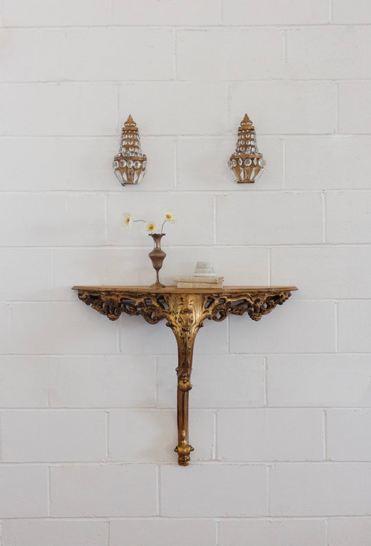 midcentury Italian florentine mural shelf