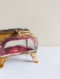antique French beveled glass and ormolu souvenir bijoux casket