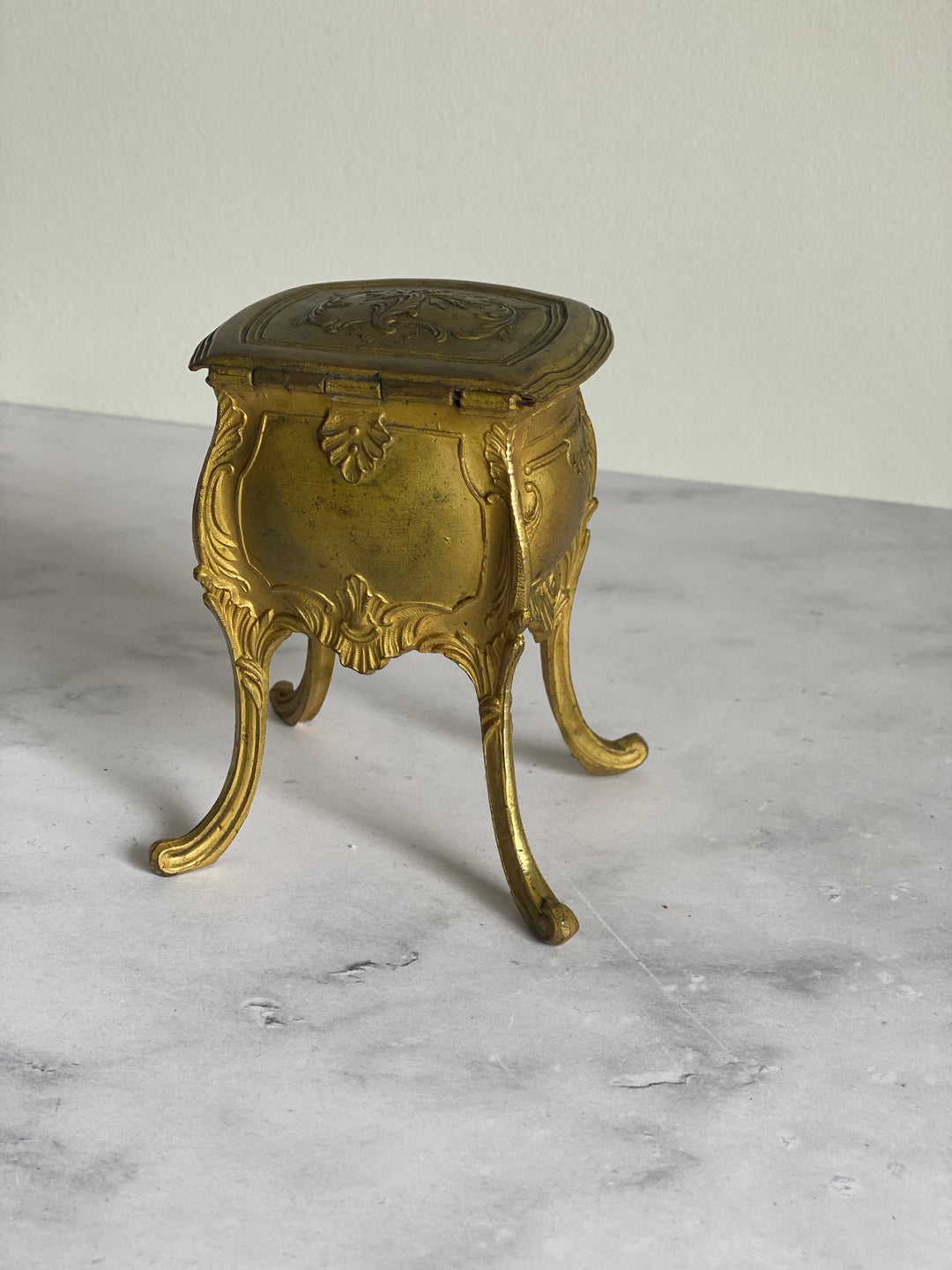 antique French Napoleon III gilt bijoux casket
