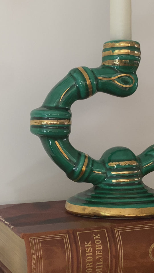 1950s French Vallauris pottery majolica lamp pair