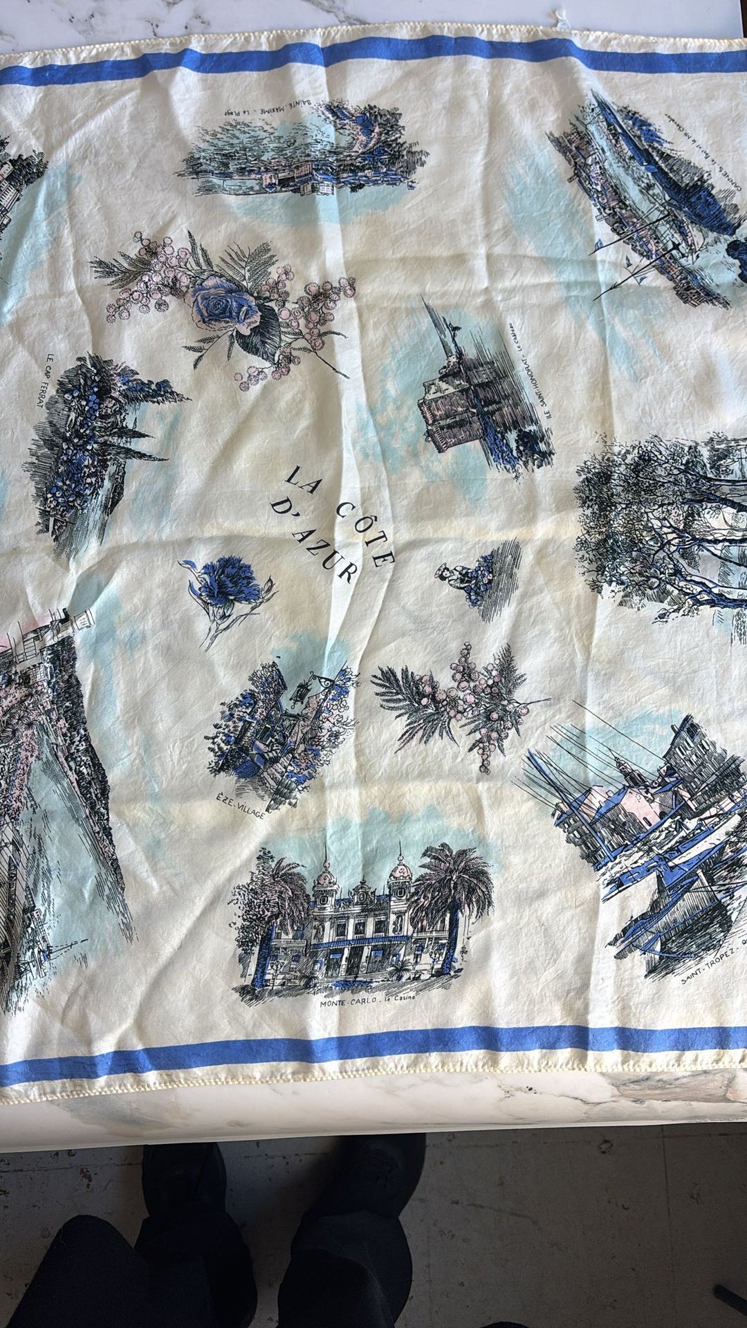 Vintage french silk scarves, set of 4