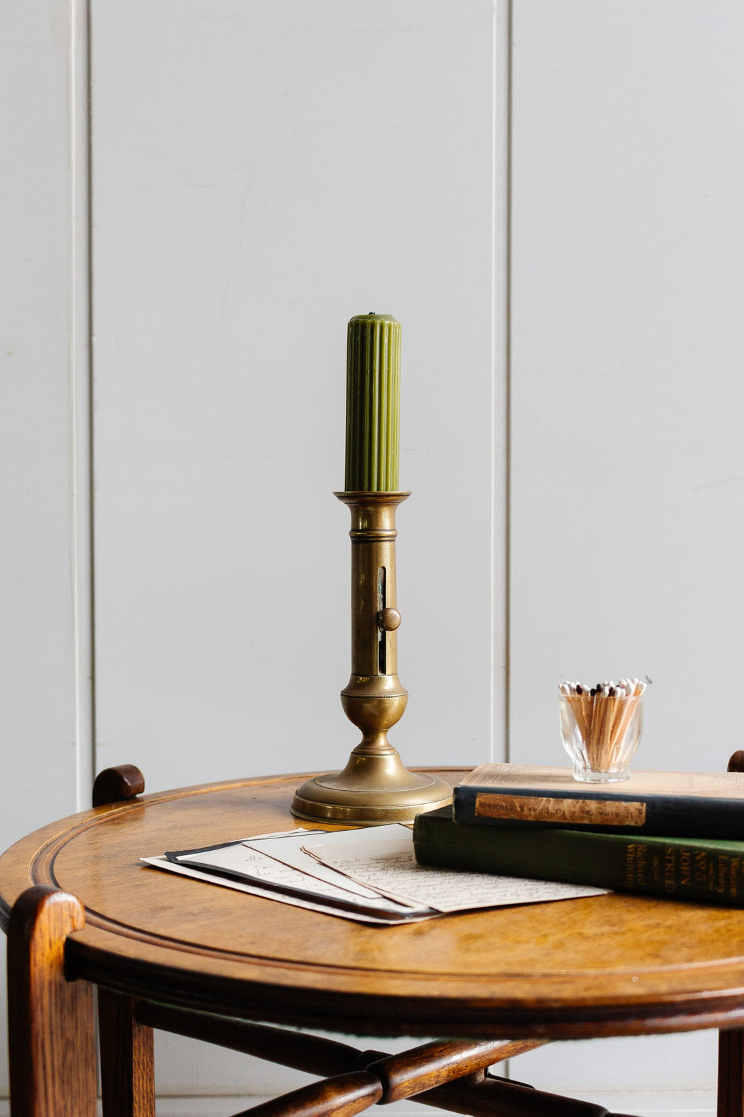 antique french brass push up candlestick