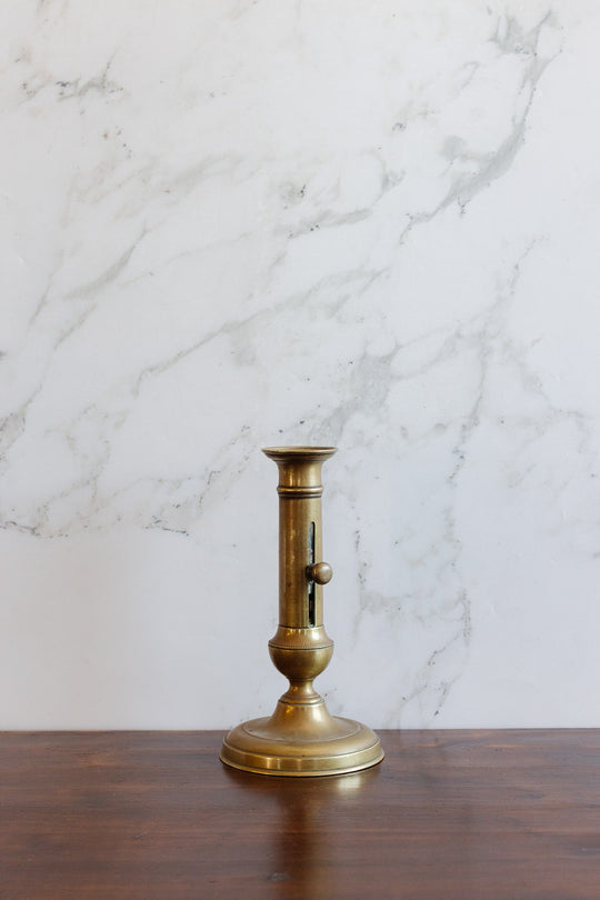 antique french brass push up candlestick