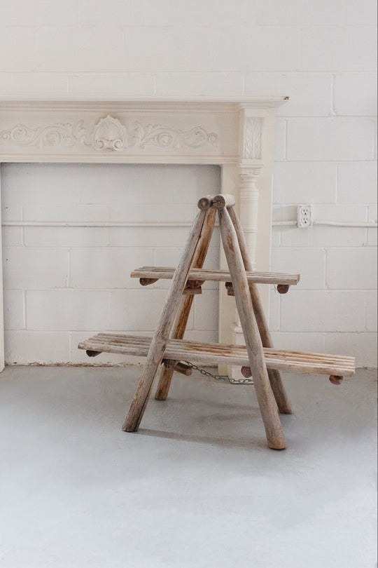 antique french handmade A frame wood shelf