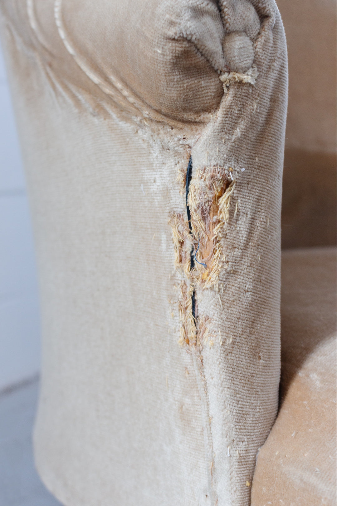 set of two vintage french distressed crapaud chair